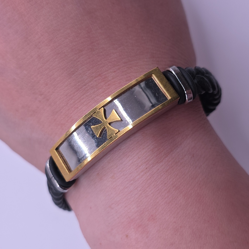 Braided Black and Gold Men's Bracelet